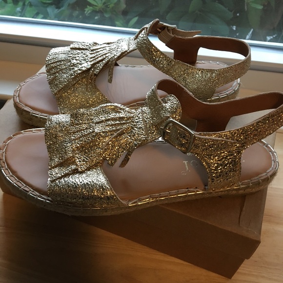 metallic espadrille sandals